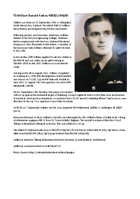 A preview of a PDF biography for Parkes, William Ronald